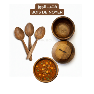 3-Piece Walnut Bowl Set with 3 Wooden Spoons